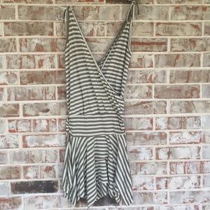 Guess Jeans Olive & Creme Stripe Fairy Skirt Dress